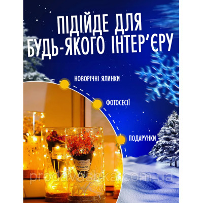 Новорічна світлодіодна гірлянда Крапля роси 20 LED 2 м на батарейках нитка для прикраси будинку ялинки святкове освітлення Золоте світло Новорічна світлодіодна гірлянда Крапля роси 20 LED 2 м на батарейках нитка для прикраси будинку ялинки святкове освітлення Золоте світло
