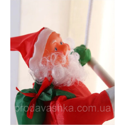 Іграшка Дід Мороз 3шт піднімається сходами 100см Новорічний декор для дому на ялинку фігурка Санта Клаус 20см