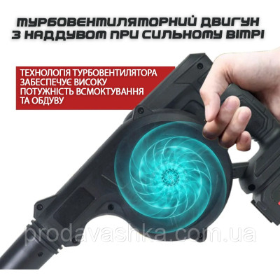 Бездротова садова повітродувка 2 АКБ 48V акумуляторний пилосос для прибирання листя у саду з мішком пилозбірником електрична портативна