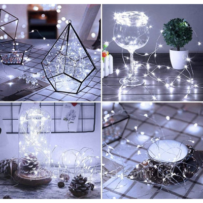 Новорічна світлодіодна гірлянда Крапля роси 20 LED 2 м на батарейках нитка для прикраси будинку ялинки святкове освітлення Холодний білий Новорічна світлодіодна гірлянда Крапля роси 20 LED 2 м на батарейках нитка для прикраси будинку ялинки святкове освітлення Холодний білий