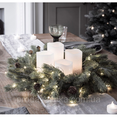 Новорічна світлодіодна гірлянда Крапля роси 50 LED 5 м на батарейках нитка для прикраси будинку ялинки святкове освітлення Теплий білий колір