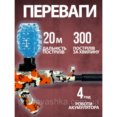 Дитячий гідрогелевий автомат АК-47 стріляє кульками орбіз іграшкова орбізна зброя з глушником водні кулі на акумуляторі Дитячий гідрогелевий автомат АК-47 стріляє кульками орбіз іграшкова орбізна зброя з глушником водні кулі на акумуляторі