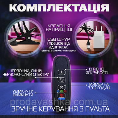 Професійна фітолампа повного спектру для підсвічування та вирощування рослин лінійні 2 фітосвітильники світлодіодний на прищіпці