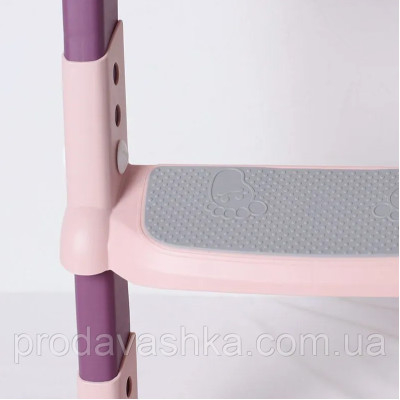 Дитяча насадка на туалет зі сходинками та ручками приставка на стульчак сидіння для унітазу сходи для дітей Рожева