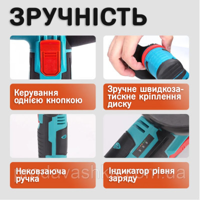 Акумуляторна міні болгарка УШМ 2 АКБ 12V і два абразивні диски Кутова шліфувальна машина турбінка електрична в кейсі
