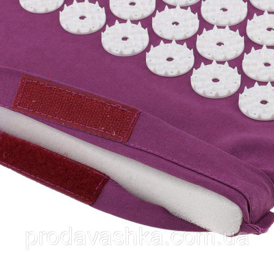 Акупунктурний килимок масажний аплікатор Кузнєцова з валиком подушкою Фіолетовий ортопедичний набір масажер для спини