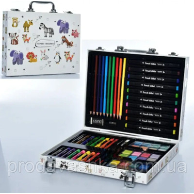 Дитячий художній подарунковий набір для малювання 43 предметів Inspire Children у валізці фломастери маркери олівці фарби крейди для творчості Дитячий художній подарунковий набір для малювання 43 предметів Inspire Children у валізці фломастери маркери олівці фарби крейди для творчості
