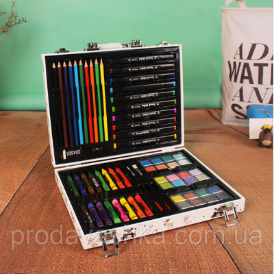 Дитячий художній подарунковий набір для малювання 43 предметів Inspire Children у валізці фломастери маркери олівці фарби крейди для творчості Дитячий художній подарунковий набір для малювання 43 предметів Inspire Children у валізці фломастери маркери олівці фарби крейди для творчості
