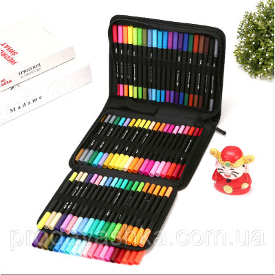 Дитячий набір акварельних маркерів для малювання 100шт художні двосторонні в сумці на водній основі для творчості