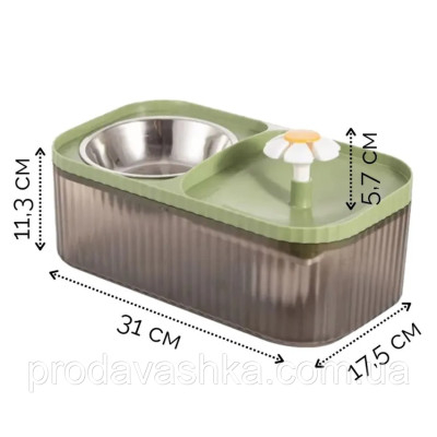 Автоматичний фонтан-годівниця 2 в 1 для домашніх тварин напувалка миска для корму та води живлення ЮСБ для котів та собак