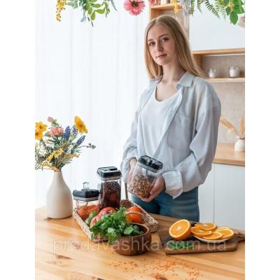 Набір контейнерів для зберігання сипких круп 6 пластикових ємностей з вакуумною кришкою органайзери для кухні Набір контейнерів для зберігання сипких круп 6 пластикових ємностей з вакуумною кришкою органайзери для кухні