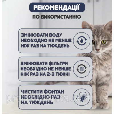 Автоматична напувалка фонтан 2,5л для домашніх тварин з фільтром для вихованців собак та котів фонтанчик ЮСБ для води