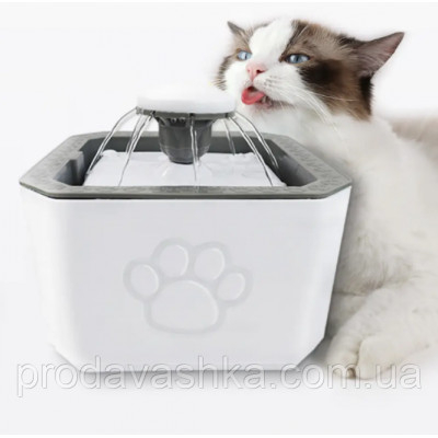 Автоматична напувалка фонтан 2,5л для домашніх тварин з фільтром для вихованців собак та котів фонтанчик ЮСБ для води