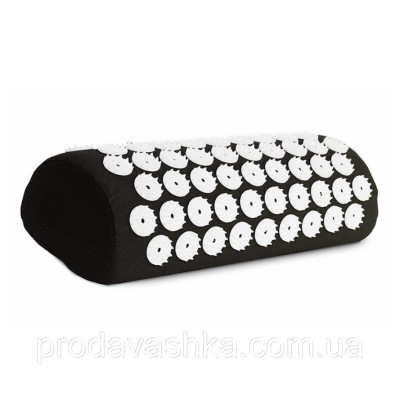 Акупунктурний килимок масажний аплікатор Кузнєцова з валиком подушкою Чорний ортопедичний набір масажер для спини