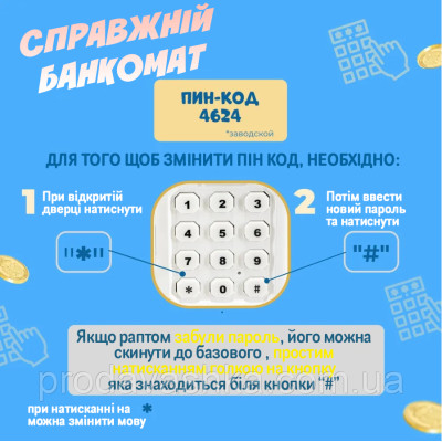 Дитяча електронна скарбничка іграшковий сейф Робот Синя з відбитком, кодовим замком та купюроприймачем для паперових грошей та монет зі звуковими ефектами