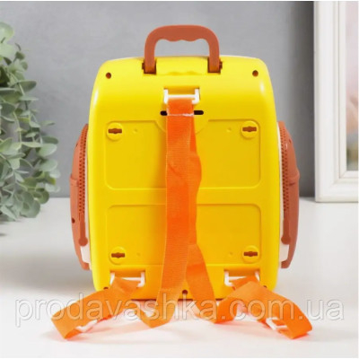 Дитяча електронна скарбничка сейф-рюкзак Каченя з кодовим замком вібдитком пальця купюроприймач для паперових грошей монет Жовта