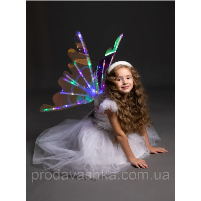 Дитячі крила метелика подарунок для дівчинки феї світлодіодні на лямках з функцією руху та музикою для костюма Різнокольорові