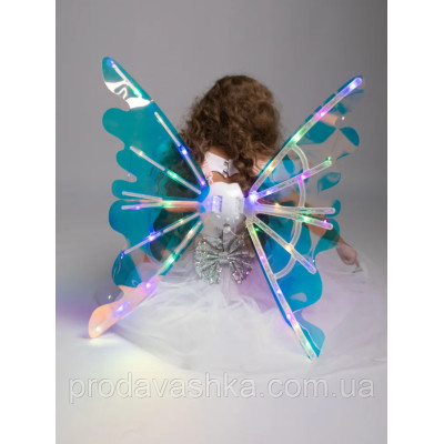 Дитячі крила метелика подарунок для дівчинки феї світлодіодні на лямках з функцією руху та музикою для костюма Різнокольорові