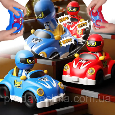Дитячий набір 2 картинг машинки на радіокеруванні іграшкові ігрові автомобілі з пультом керування катапультування звук світло