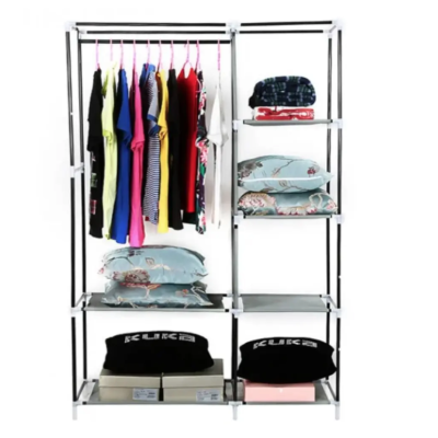 Тканинна шафа органайзер на 2 секції Storage Wardrobe 68110 складна шафа для речей та взуття Чорний