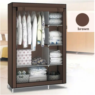 Тканинна шафа органайзер на 2 секції Storage Wardrobe 68110 складна шафа для речей та взуття Чорний