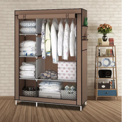 Тканинна шафа органайзер на 2 секції Storage Wardrobe 68110 складна шафа для речей та взуття Коричневий
