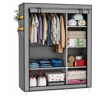 Тканевый шкаф органайзер на 2 секции Storage Wardrobe 68110 складной шкаф для вещей и обуви Серый