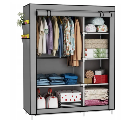 Тканинна шафа органайзер на 2 секції Storage Wardrobe 68110 Складна шафа для речей та взуття Сірий