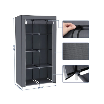 Тканинна шафа органайзер на 2 секції Storage Wardrobe 68110 Складна шафа для речей та взуття Сірий Тканинна шафа органайзер на 2 секції Storage Wardrobe 68110 Складна шафа для речей та взуття Сірий