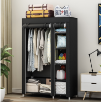 Тканевый шкаф органайзер на 2 секции Storage Wardrobe 68110 складной шкаф для вещей и обуви Черный