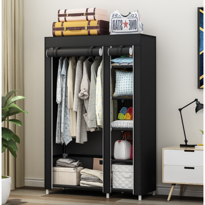 Тканинна шафа органайзер на 2 секції Storage Wardrobe 68110 складна шафа для речей та взуття Чорний