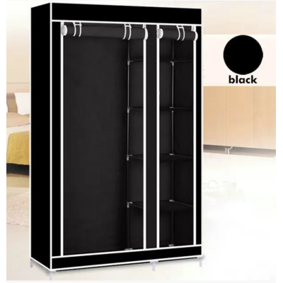 Тканинна шафа органайзер на 2 секції Storage Wardrobe 68110 складна шафа для речей та взуття Чорний