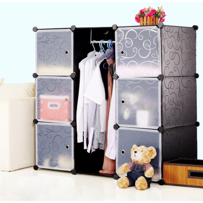 Пластикова шафа для одягу та взуття на 3 секції Чорна органайзер